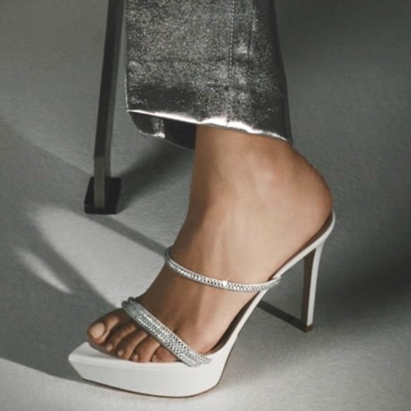 Gianvito Rossi White Cannes Crystal Platform Stiletto Sandals US9.5/IT39.5 - Picture 6 of 16